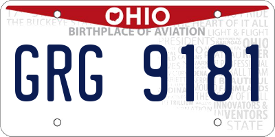 OH license plate GRG9181