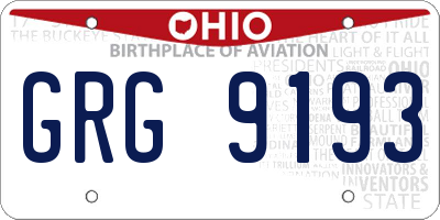 OH license plate GRG9193