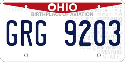 OH license plate GRG9203