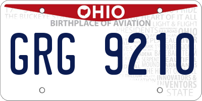 OH license plate GRG9210