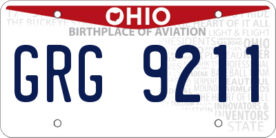 OH license plate GRG9211