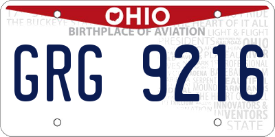 OH license plate GRG9216