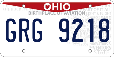 OH license plate GRG9218