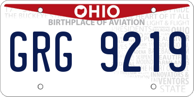 OH license plate GRG9219