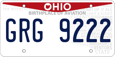 OH license plate GRG9222