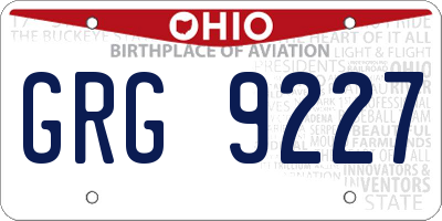 OH license plate GRG9227