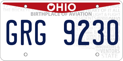 OH license plate GRG9230
