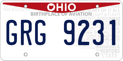 OH license plate GRG9231