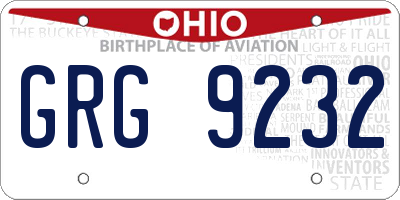 OH license plate GRG9232