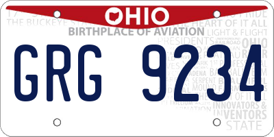 OH license plate GRG9234