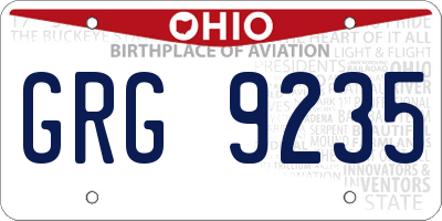 OH license plate GRG9235