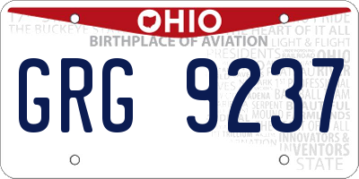 OH license plate GRG9237