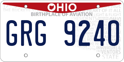 OH license plate GRG9240