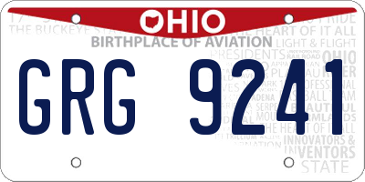 OH license plate GRG9241