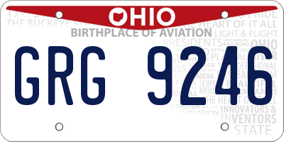 OH license plate GRG9246