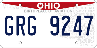 OH license plate GRG9247