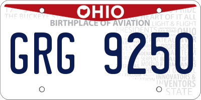OH license plate GRG9250