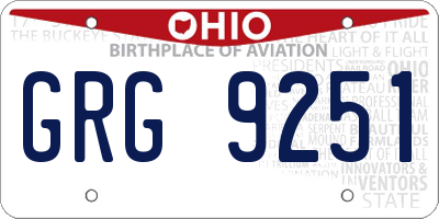 OH license plate GRG9251