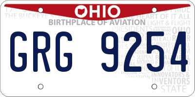 OH license plate GRG9254