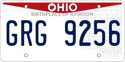 OH license plate GRG9256