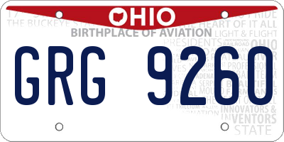 OH license plate GRG9260
