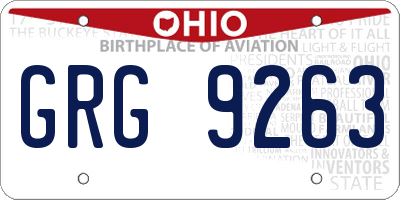OH license plate GRG9263