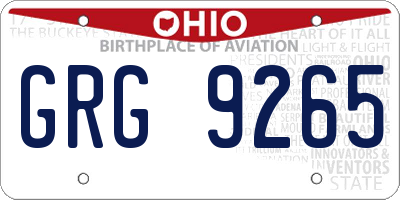 OH license plate GRG9265