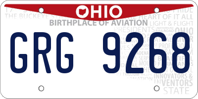 OH license plate GRG9268