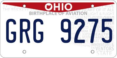 OH license plate GRG9275