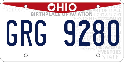 OH license plate GRG9280