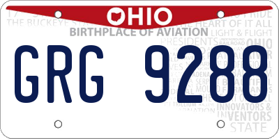 OH license plate GRG9288