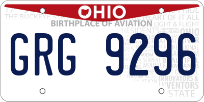 OH license plate GRG9296