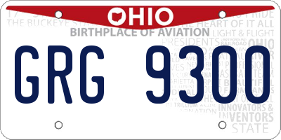 OH license plate GRG9300
