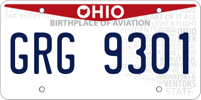 OH license plate GRG9301