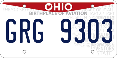 OH license plate GRG9303