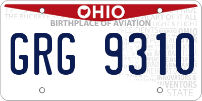 OH license plate GRG9310