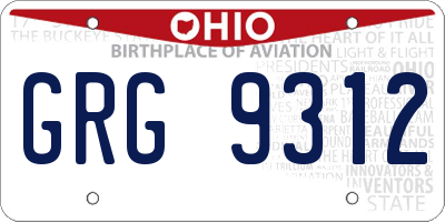OH license plate GRG9312