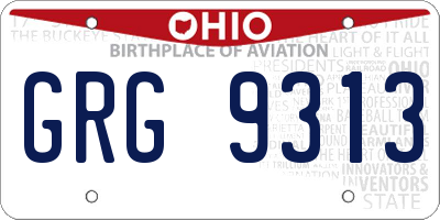 OH license plate GRG9313