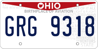 OH license plate GRG9318