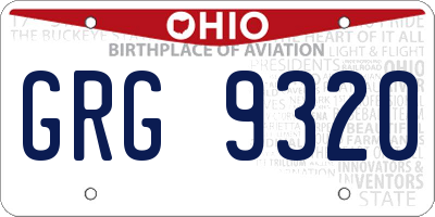 OH license plate GRG9320