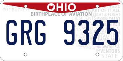 OH license plate GRG9325