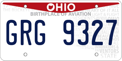 OH license plate GRG9327