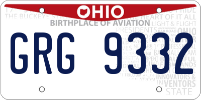 OH license plate GRG9332