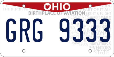 OH license plate GRG9333