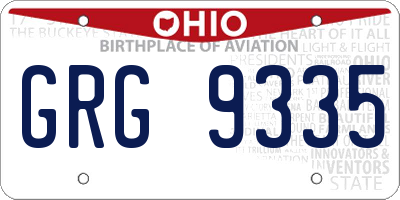 OH license plate GRG9335