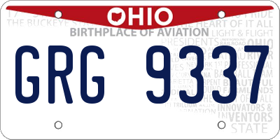 OH license plate GRG9337