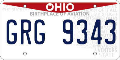 OH license plate GRG9343