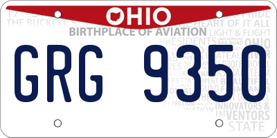 OH license plate GRG9350