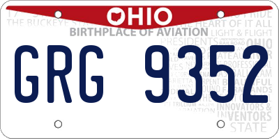 OH license plate GRG9352