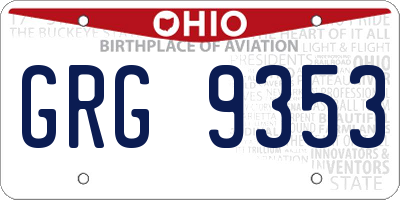 OH license plate GRG9353